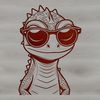 A reptile wearing sunglasses, depicted in a simple vector illustration style.