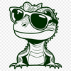 Reptile with Cool Goggles An illustration of a reptile wearing sunglasses in a cartoonish style.