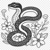 A stunning snake design with floral twist A graphic illustration of a snake wrapped around a floral pattern.