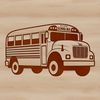 Blue and Yellow School Vehicle Design A vector illustration of a standard school bus with a blue body and yellow stripes.