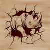 An SVG vector graphic design featuring a rhinoceros as a wild animal symbol.