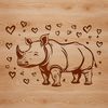 Wild Rhino with Love Hearts A rhino with hearts symbolizing love and affection in the wild.