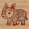 A detailed illustration of a rhino, a large wild animal native to Africa.