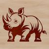 A close-up illustration of a rhino's head with textured skin.