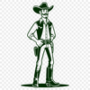 Classic Cowboy Line Drawing A line drawing of a cowboy in a classic western style, suitable for cutting out or using as a design element.