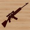 A detailed illustration of a modern rifle with intricate design elements.