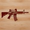 Illustration of a rifle with detailed design for cutting machine stencils.