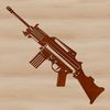 An SVG graphic of a modern assault-style rifle with sleek design elements.