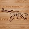 A detailed illustration of a rifle with a long barrel and stock.