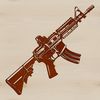 A detailed illustration of a modern assault-style rifle with various features highlighted.