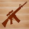 A detailed illustration of a rifle with realistic design features.