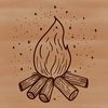 An illustration of a campfire with flames, perfect for outdoor enthusiasts or crafting projects.