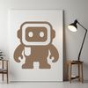 A futuristic robot silhouette in a simple design, ideal for cutting out with a Cricut or laser cutter.