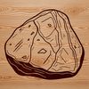 A simple digital illustration of a rock with clean lines and geometric shapes.