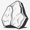 A digital illustration of a rock with a simple texture and design.