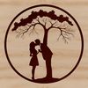 Tree of Unity and Devotion A pair of lovers embracing under a tree, symbolizing love and unity.