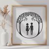 Lovers Connection Vector Art An SVG vector design of a tree representing romantic connection, suitable for various applications.