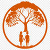 Stylized tree illustration representing love and unity. A stylized illustration of two people embracing under the branches of a tree, representing love and unity.