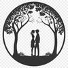 Intertwined Branches SVG Design A stylized illustration of a tree with intertwined branches and leaves, symbolizing love and relationships.