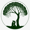 Stylized Tree of Two Hearts A stylized illustration of two lovers embracing under the branches of a tree.