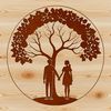 Beautiful Intertwined Lovers Under Tree Branches A stylized illustration of intertwined lovers standing beneath the branches of a majestic tree.