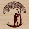 Loving Pair Tree Design An iconic tree design featuring a pair embracing, ideal for wedding decorations or Valentine's Day crafts.