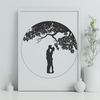 Adorable Couple Tree Design A stylized illustration of a tree adorned with intertwined couples and lips.