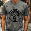 Love Nest in Bloom A stylized illustration of two figures embracing under the branches of a tree, conveying love and affection.
