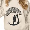 Enchanted Tree of Love An elegant vector design featuring a tree with embracing trunks and leaves, representing the bond between loved ones.