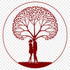 Beautiful Tree of Devotion A stylized illustration of a tree with intertwined branches and hearts, symbolizing love.
