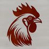 Cocky Fowl Character A drawing of a cockerel with prominent head and feathers.