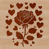 Beautiful Watercolor Rose with Love Hearts A watercolor-style rose illustration with intricate details, featuring love hearts integrated into the design.