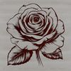 Red Rose Illustration A stylized illustration of a single red rose with green leaves and stems.
