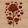 A stylized illustration of a rose with intricate details and delicate petals.