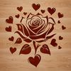 Vibrant Rose with Love Hearts Illustration A colorful illustration of a rose with intertwined love hearts, symbolizing romance and affection.