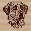 Rottweiler dog breed head illustration in ornate vector design