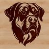 Rottweiler Portrait Design An SVG design featuring a close-up of a Rottweiler's face, suitable for digital art projects.