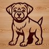 Standing Canine Companion A simple line drawing of a standing rottweiler dog with bold lines and minimal details.