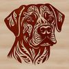Ornate Dog Head Illustration Free Download A close-up vector illustration of a Rottweiler's head with intricate details, suitable for digital design projects.