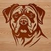 Line Art Rottweiler Head A simple line drawing of a Rottweiler dog's head, suitable for vector art designs.