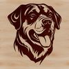 Rottweiler Head Vector Clip Art A high-quality vector image of a Rottweiler's head, suitable for various design applications.