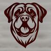 Canine Face Line Art A simple line drawing of a Rottweiler's head, suitable for use in digital designs.