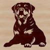 Faithful Rottweiler Silhouette A high-quality vector image of a Rottweiler sitting on its hind legs.