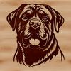 Vector Dog Face Art Close-up vector art of a rottweiler's facial features in bold lines.