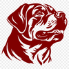 A close-up view of a Rottweiler's head, depicted in vector format.