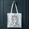 A young female figure in a regal dress, suitable for vector art design and cutting machine stencils.