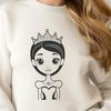 An SVG vector art design featuring a girl dressed as royalty with a regal crown and elegant attire.