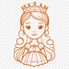 Illustration of a young princess with crown and royal attire, created as vector art.