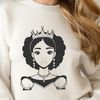 Young Female Royal Illustration SVG A young female character in royal attire, suitable for use as clip art or vector design.