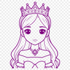 A young female princess in a traditional royal dress, suitable for vector art and cutting machine designs.